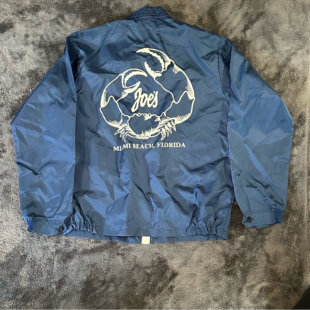 Vintage Joe's Stone Crab Miami Beach Coach Jacket - Blue Windbreaker - Medium